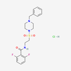 molecular formula C20H24ClF2N3O3S B2395999 N-(2-((4-benzylpiperazin-1-yl)sulfonyl)ethyl)-2,6-difluorobenzamide hydrochloride CAS No. 1189676-34-3