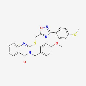 molecular formula C26H22N4O3S2 B2396007 3-(4-methoxybenzyl)-2-(((3-(4-(methylthio)phenyl)-1,2,4-oxadiazol-5-yl)methyl)thio)quinazolin-4(3H)-one CAS No. 2034546-80-8