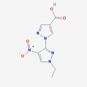 molecular formula C9H9N5O4 B2396022 1'-ethyl-4'-nitro-1'H-1,3'-bipyrazole-4-carboxylic acid CAS No. 1855900-16-1