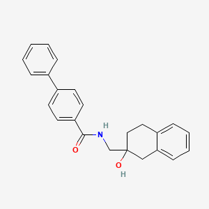 molecular formula C24H23NO2 B2396024 N-((2-hydroxy-1,2,3,4-tetrahydronaphthalen-2-yl)methyl)-[1,1'-biphenyl]-4-carboxamide CAS No. 1421481-92-6