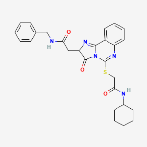 molecular formula C27H29N5O3S B2396064 N-苄基-2-[5-[2-(环己基氨基)-2-氧代乙基]硫代-3-氧代-2H-咪唑并[1,2-c]喹唑啉-2-基]乙酰胺 CAS No. 1024131-34-7