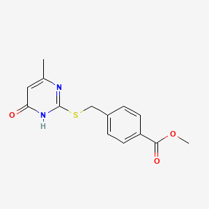 molecular formula C14H14N2O3S B2396090 Methyl 4-(((4-hydroxy-6-methylpyrimidin-2-yl)thio)methyl)benzoate CAS No. 326908-13-8