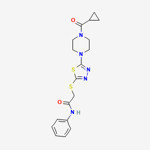 2-((5-(4-(cyclopropanecarbonyl)piperazin-1-yl)-1,3,4-thiadiazol-2-yl)thio)-N-phenylacetamide