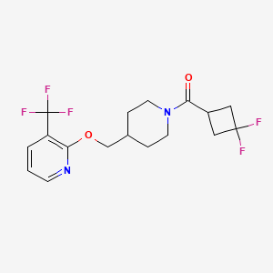 molecular formula C17H19F5N2O2 B2396094 (3,3-Difluorocyclobutyl)-[4-[[3-(trifluoromethyl)pyridin-2-yl]oxymethyl]piperidin-1-yl]methanone CAS No. 2379987-41-2