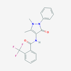 molecular formula C19H16F3N3O2 B239610 N-(1,5-dimethyl-3-oxo-2-phenyl-2,3-dihydro-1H-pyrazol-4-yl)-2-(trifluoromethyl)benzamide 