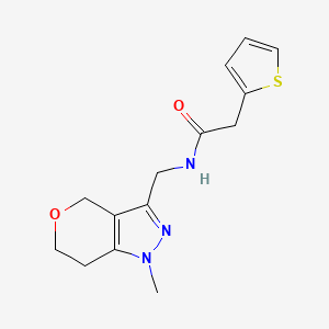 molecular formula C14H17N3O2S B2396146 N-((1-methyl-1,4,6,7-tetrahydropyrano[4,3-c]pyrazol-3-yl)methyl)-2-(thiophen-2-yl)acetamide CAS No. 1797823-73-4