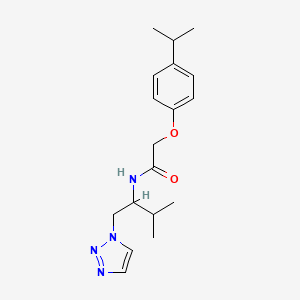 molecular formula C18H26N4O2 B2396150 2-(4-isopropylphenoxy)-N-(3-methyl-1-(1H-1,2,3-triazol-1-yl)butan-2-yl)acetamide CAS No. 2034306-72-2