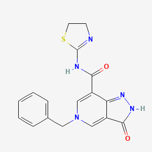 molecular formula C17H15N5O2S B2396156 5-benzyl-N-(4,5-dihydrothiazol-2-yl)-3-oxo-3,5-dihydro-2H-pyrazolo[4,3-c]pyridine-7-carboxamide CAS No. 1219906-10-1