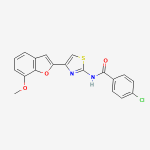 molecular formula C19H13ClN2O3S B2396166 4-chloro-N-(4-(7-methoxybenzofuran-2-yl)thiazol-2-yl)benzamide CAS No. 921550-07-4