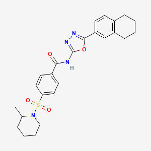 4-((2-methylpiperidin-1-yl)sulfonyl)-N-(5-(5,6,7,8-tetrahydronaphthalen-2-yl)-1,3,4-oxadiazol-2-yl)benzamide