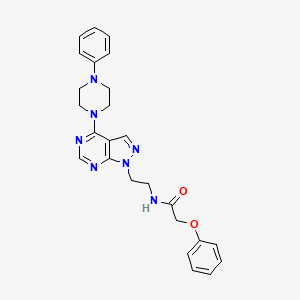 molecular formula C25H27N7O2 B2396205 2-phenoxy-N-(2-(4-(4-phenylpiperazin-1-yl)-1H-pyrazolo[3,4-d]pyrimidin-1-yl)ethyl)acetamide CAS No. 1021123-03-4