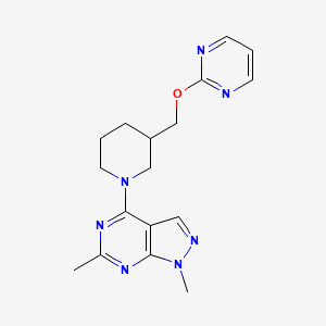 molecular formula C17H21N7O B2396206 1,6-Dimethyl-4-[3-(pyrimidin-2-yloxymethyl)piperidin-1-yl]pyrazolo[3,4-d]pyrimidine CAS No. 2380041-40-5