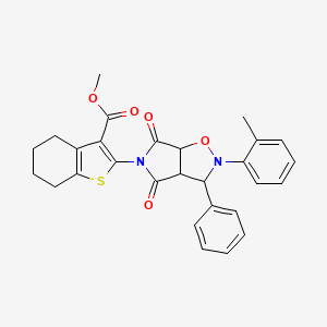molecular formula C28H26N2O5S B2396209 methyl 2-(4,6-dioxo-3-phenyl-2-(o-tolyl)tetrahydro-2H-pyrrolo[3,4-d]isoxazol-5(3H)-yl)-4,5,6,7-tetrahydrobenzo[b]thiophene-3-carboxylate CAS No. 1005056-42-7