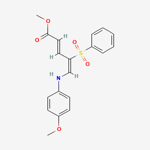 molecular formula C19H19NO5S B2396210 Methyl 5-(4-methoxyanilino)-4-(phenylsulfonyl)-2,4-pentadienoate CAS No. 339276-70-9