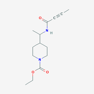 molecular formula C14H22N2O3 B2396212 Ethyl 4-[1-(but-2-ynoylamino)ethyl]piperidine-1-carboxylate CAS No. 2411202-28-1