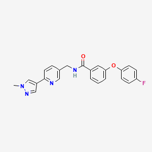 molecular formula C23H19FN4O2 B2396216 3-(4-fluorophenoxy)-N-((6-(1-methyl-1H-pyrazol-4-yl)pyridin-3-yl)methyl)benzamide CAS No. 2034312-38-2