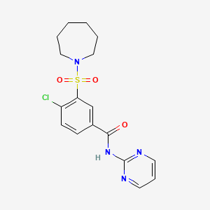molecular formula C17H19ClN4O3S B2396219 3-(azepan-1-ylsulfonyl)-4-chloro-N-(pyrimidin-2-yl)benzamide CAS No. 890612-57-4