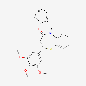 molecular formula C25H25NO4S B2396221 5-苄基-2-(3,4,5-三甲氧基苯基)-2,3-二氢苯并[b][1,4]噻氮杂卓-4(5H)-酮 CAS No. 847410-75-7