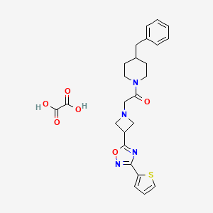molecular formula C25H28N4O6S B2396225 1-(4-Benzylpiperidin-1-yl)-2-(3-(3-(thiophen-2-yl)-1,2,4-oxadiazol-5-yl)azetidin-1-yl)ethanone oxalate CAS No. 1351599-84-2