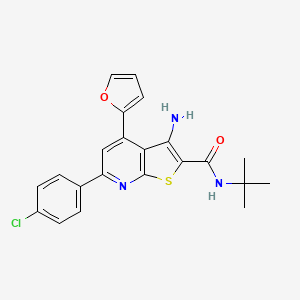molecular formula C22H20ClN3O2S B2396226 3-amino-N-tert-butyl-6-(4-chlorophenyl)-4-(furan-2-yl)thieno[2,3-b]pyridine-2-carboxamide CAS No. 897833-06-6