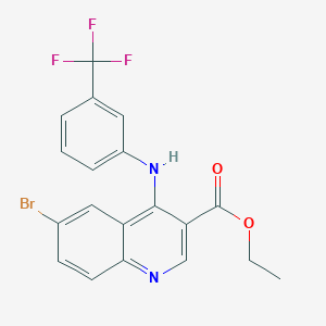 molecular formula C19H14BrF3N2O2 B2396229 6-溴-4-((3-(三氟甲基)苯基)氨基)喹啉-3-羧酸乙酯 CAS No. 449197-54-0