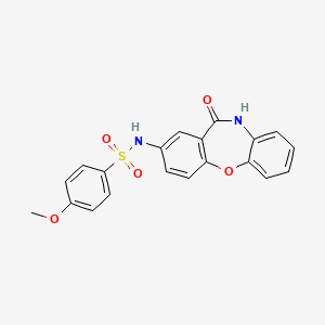molecular formula C20H16N2O5S B2396233 4-甲氧基-N-(11-氧代-10,11-二氢二苯并[b,f][1,4]恶杂环-2-基)苯磺酰胺 CAS No. 922062-73-5