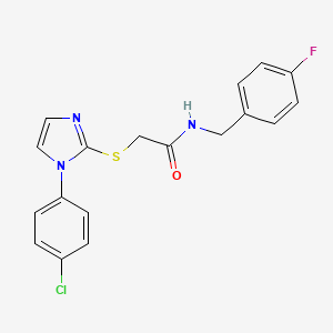 2-[1-(4-chlorophenyl)imidazol-2-yl]sulfanyl-N-[(4-fluorophenyl)methyl]acetamide