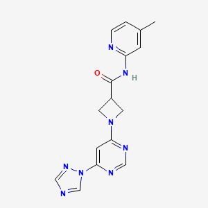 molecular formula C16H16N8O B2396245 1-(6-(1H-1,2,4-triazol-1-yl)pyrimidin-4-yl)-N-(4-methylpyridin-2-yl)azetidine-3-carboxamide CAS No. 2034580-50-0