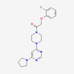 molecular formula C20H24FN5O2 B2396248 2-(2-Fluorophenoxy)-1-(4-(6-(pyrrolidin-1-yl)pyrimidin-4-yl)piperazin-1-yl)ethanone CAS No. 1203345-71-4