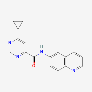 molecular formula C17H14N4O B2396252 6-Cyclopropyl-N-quinolin-6-ylpyrimidine-4-carboxamide CAS No. 2415462-90-5