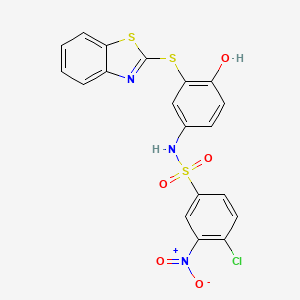 molecular formula C19H12ClN3O5S3 B2396254 N-(3-(benzo[d]thiazol-2-ylthio)-4-hydroxyphenyl)-4-chloro-3-nitrobenzenesulfonamide CAS No. 361179-62-6
