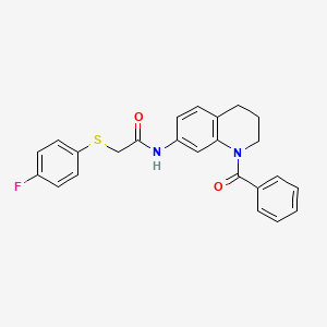 molecular formula C24H21FN2O2S B2396264 N-(1-benzoyl-1,2,3,4-tetrahydroquinolin-7-yl)-2-((4-fluorophenyl)thio)acetamide CAS No. 1206988-75-1