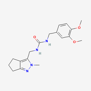 molecular formula C18H24N4O3 B2396265 1-(3,4-Dimethoxybenzyl)-3-((2-methyl-2,4,5,6-tetrahydrocyclopenta[c]pyrazol-3-yl)methyl)urea CAS No. 2034508-59-1
