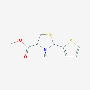 molecular formula C9H11NO2S2 B2396270 Methyl 2-thiophen-2-yl-1,3-thiazolidine-4-carboxylate CAS No. 34371-73-8
