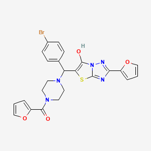 molecular formula C24H20BrN5O4S B2396280 (4-((4-Bromophenyl)(2-(furan-2-yl)-6-hydroxythiazolo[3,2-b][1,2,4]triazol-5-yl)methyl)piperazin-1-yl)(furan-2-yl)methanone CAS No. 887221-39-8