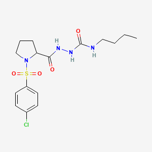 molecular formula C16H23ClN4O4S B2396284 N-ブチル-2-(1-((4-クロロフェニル)スルホニル)ピロリジン-2-カルボニル)ヒドラジンカルボキサミド CAS No. 1008050-10-9