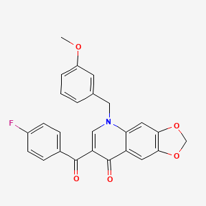 molecular formula C25H18FNO5 B2396287 7-(4-fluorobenzoyl)-5-(3-methoxybenzyl)[1,3]dioxolo[4,5-g]quinolin-8(5H)-one CAS No. 904451-50-9
