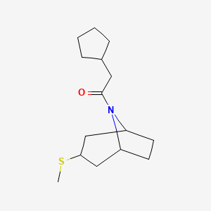 molecular formula C15H25NOS B2396290 2-cyclopentyl-1-((1R,5S)-3-(methylthio)-8-azabicyclo[3.2.1]octan-8-yl)ethanone CAS No. 1798460-47-5