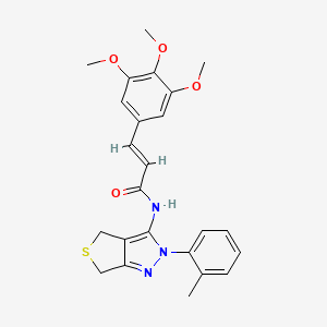 molecular formula C24H25N3O4S B2396293 (E)-N-(2-(o-tolyl)-4,6-dihydro-2H-thieno[3,4-c]pyrazol-3-yl)-3-(3,4,5-trimethoxyphenyl)acrylamide CAS No. 476458-43-2