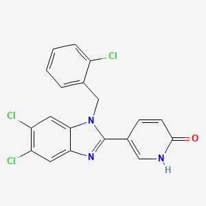 molecular formula C19H12Cl3N3O B2396296 5-[5,6-dichloro-1-(2-chlorobenzyl)-1H-1,3-benzimidazol-2-yl]-2(1H)-pyridinone CAS No. 338774-04-2
