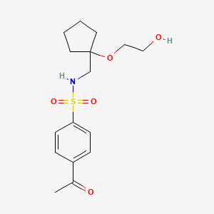 molecular formula C16H23NO5S B2396297 4-acetyl-N-((1-(2-hydroxyethoxy)cyclopentyl)methyl)benzenesulfonamide CAS No. 2176270-69-0