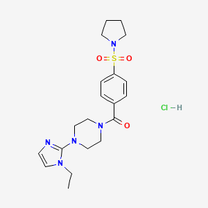(4-(1-ethyl-1H-imidazol-2-yl)piperazin-1-yl)(4-(pyrrolidin-1-ylsulfonyl)phenyl)methanone hydrochloride