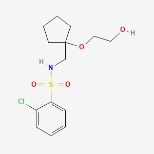molecular formula C14H20ClNO4S B2396309 2-chloro-N-((1-(2-hydroxyethoxy)cyclopentyl)methyl)benzenesulfonamide CAS No. 2210051-62-8