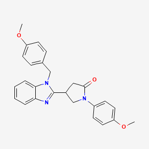 molecular formula C26H25N3O3 B2396314 4-(1-(4-methoxybenzyl)-1H-benzo[d]imidazol-2-yl)-1-(4-methoxyphenyl)pyrrolidin-2-one CAS No. 912903-04-9