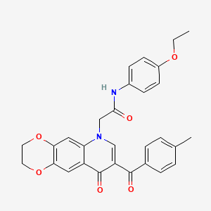 molecular formula C29H26N2O6 B2396318 N-(4-ethoxyphenyl)-2-[8-(4-methylbenzoyl)-9-oxo-2,3-dihydro-[1,4]dioxino[2,3-g]quinolin-6-yl]acetamide CAS No. 866340-04-7