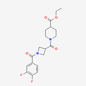 molecular formula C19H22F2N2O4 B2396319 Ethyl 1-(1-(3,4-difluorobenzoyl)azetidine-3-carbonyl)piperidine-4-carboxylate CAS No. 1286728-60-6
