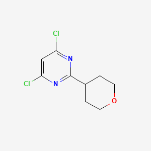 molecular formula C9H10Cl2N2O B2396320 4,6-Dichloro-2-(oxan-4-yl)pyrimidine CAS No. 1045861-18-4