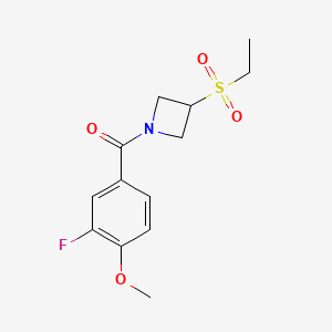 molecular formula C13H16FNO4S B2396329 (3-(Ethylsulfonyl)azetidin-1-yl)(3-fluoro-4-methoxyphenyl)methanone CAS No. 2034402-07-6