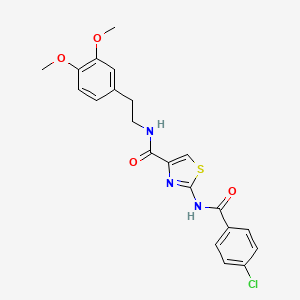 molecular formula C21H20ClN3O4S B2396330 2-(4-chlorobenzamido)-N-(3,4-dimethoxyphenethyl)thiazole-4-carboxamide CAS No. 941882-04-8