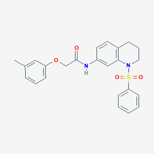 molecular formula C24H24N2O4S B2396335 2-(3-methylphenoxy)-N-[1-(phenylsulfonyl)-1,2,3,4-tetrahydroquinolin-7-yl]acetamide CAS No. 1005301-85-8